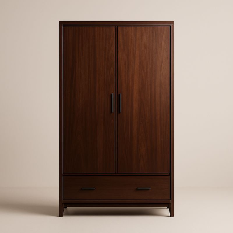 Armoire en bois avec 2 portes et 1 tiroir en noyer foncé-Cosyrooma