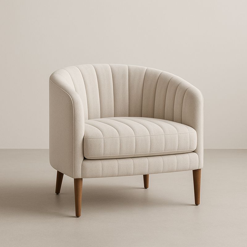 Fauteuil arrondi en tissu avec pieds en bois-Cosyrooma