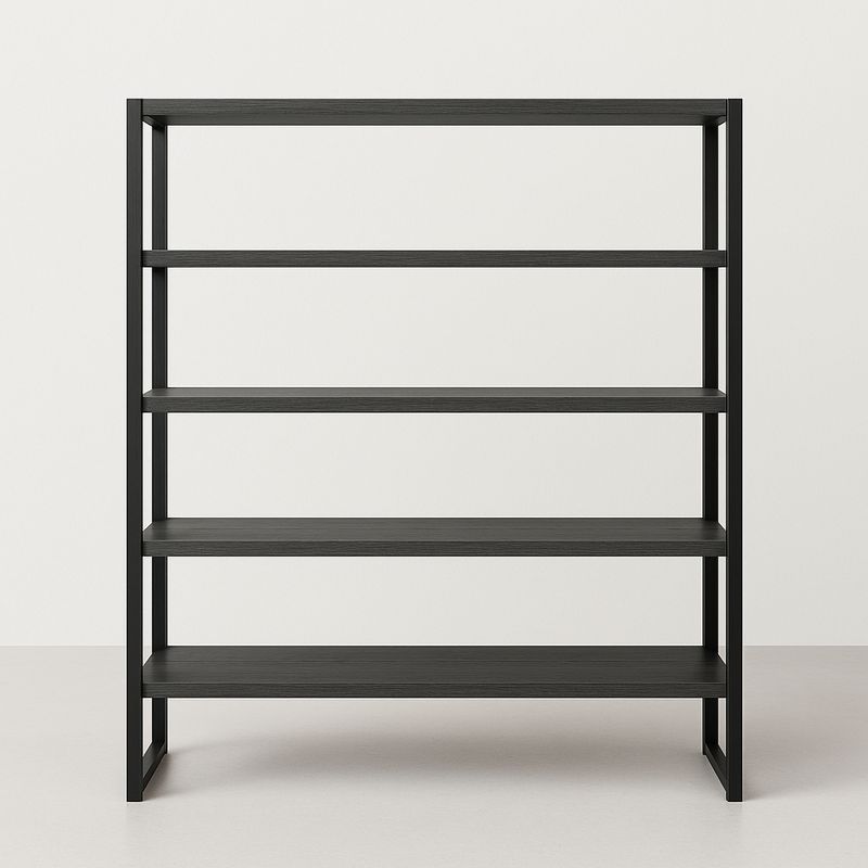 Étagère Rectangulaire 4 Niveaux Bois Métal Noir 120x40x160cm-Cosyrooma