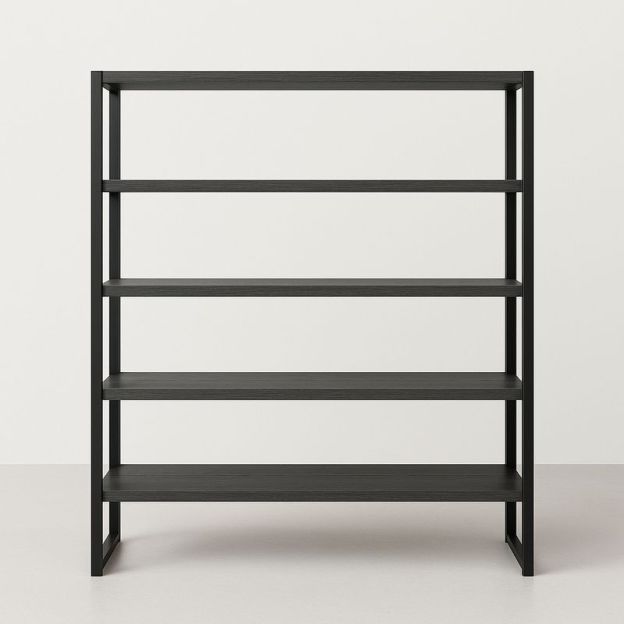 Étagère Rectangulaire 4 Niveaux Bois Métal Noir 120x40x160cm-Cosyrooma