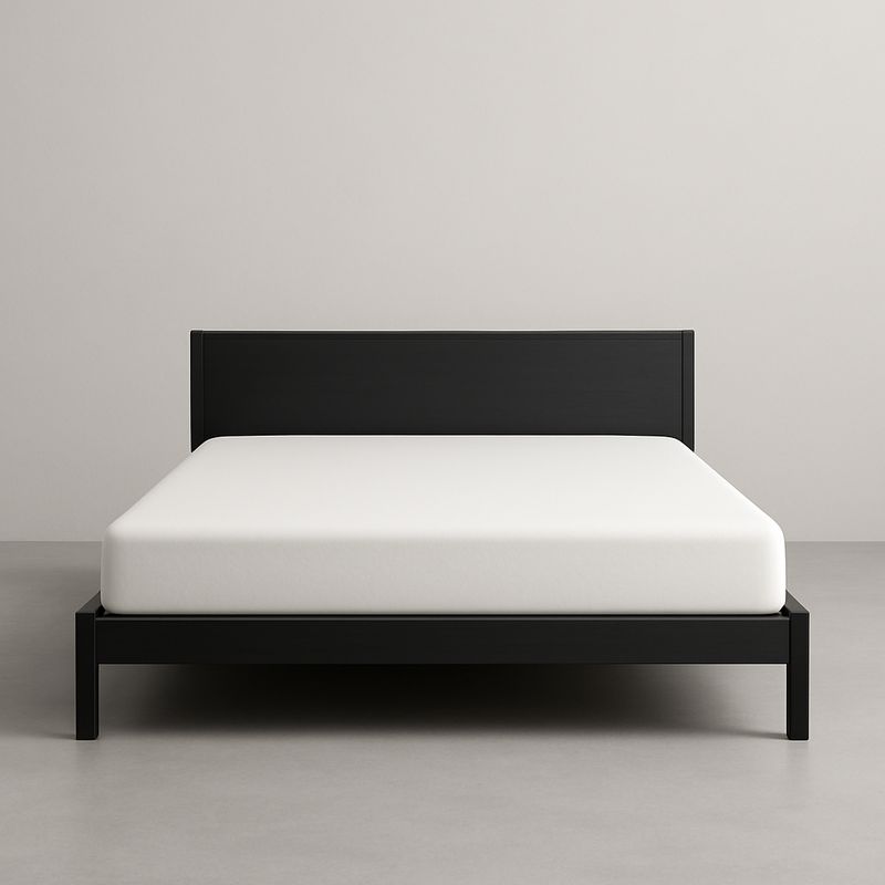 Lit en bois noir avec matelas en mousse 140x200 cm-Cosyrooma