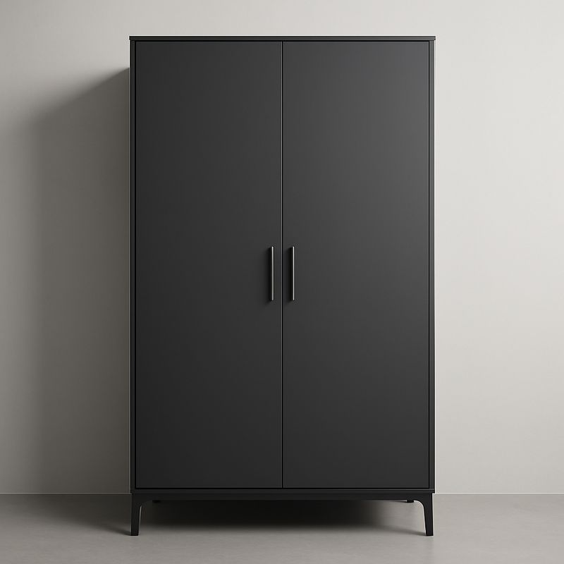 Armoire en bois MDF noire 200x100x50 cm-Cosyrooma