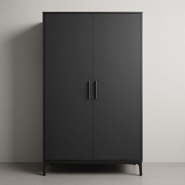 Armoire en bois MDF noire 200x100x50 cm-Cosyrooma