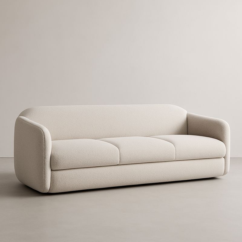 Canapé 3 Places Bouclé Beige Bois Massif-Cosyrooma