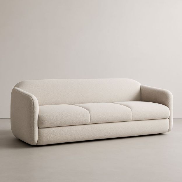 Canapé 3 Places Bouclé Beige Bois Massif-Cosyrooma