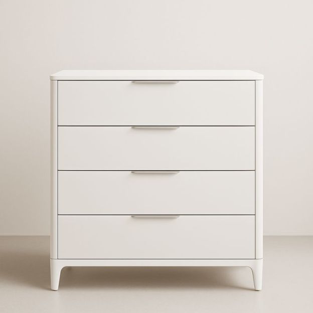 Commode 4 tiroirs en Bois Blanc 100x80x45cm-Cosyrooma