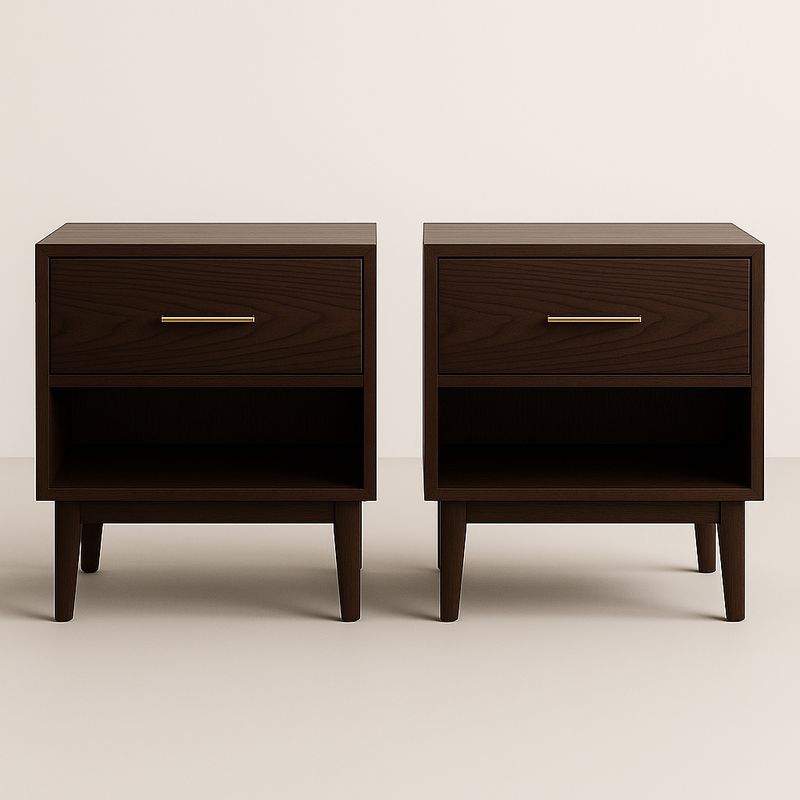 Set de tables de chevet en bois avec tiroir et étagère-Cosyrooma