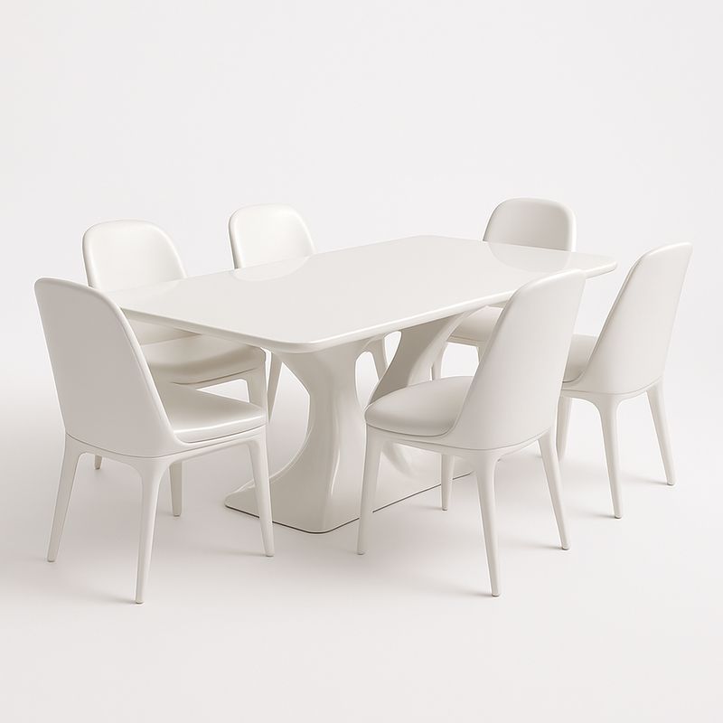 Table à Manger Rectangulaire et 6 Chaises Polypropylène Blanc-Cosyrooma