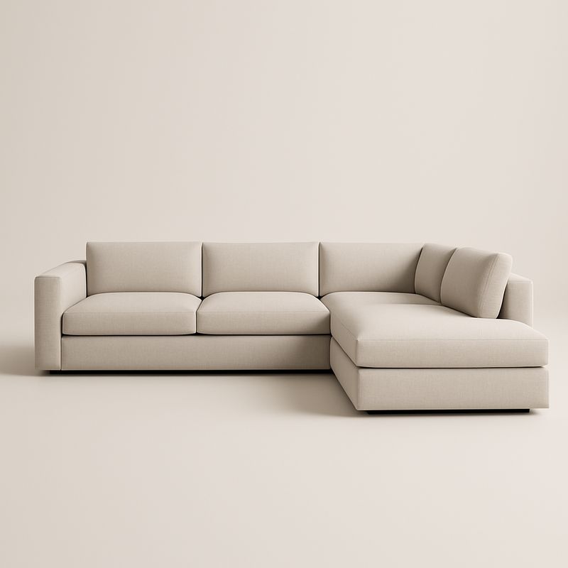 Canapé d'angle en tissu polyester Beige 300x200x85 cm-Cosyrooma