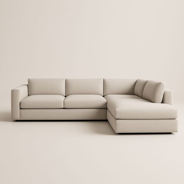 Canapé d'angle en tissu polyester Beige 300x200x85 cm-Cosyrooma