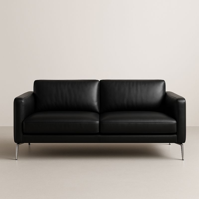 Canapé 3 places cuir noir structure métallique-Cosyrooma