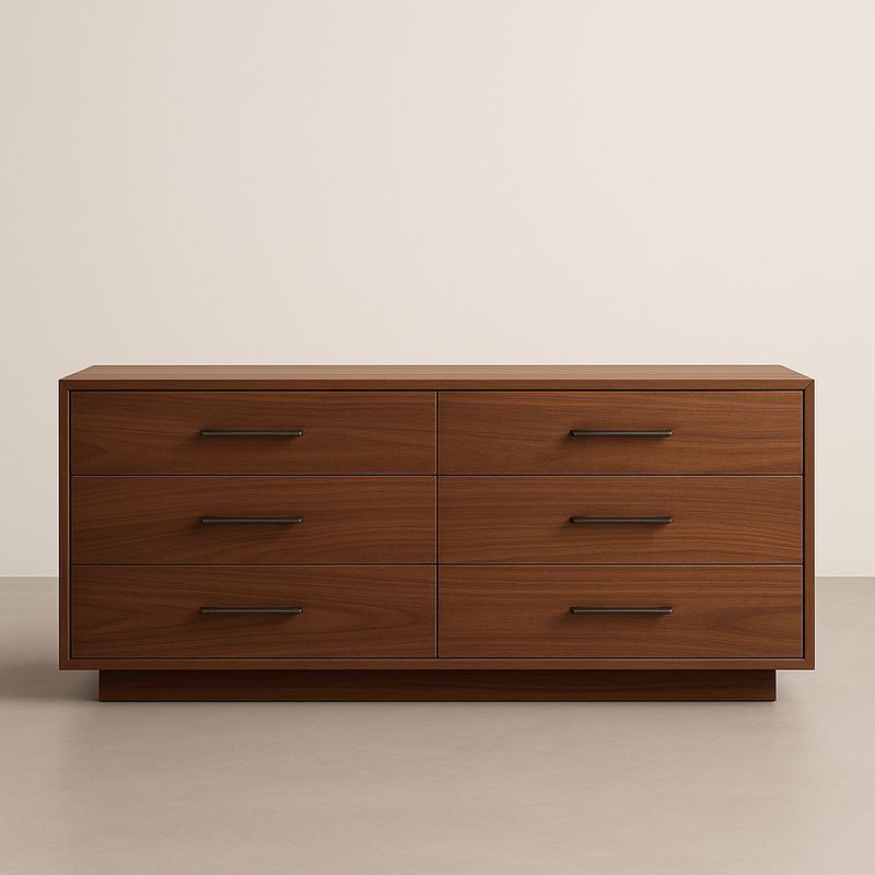 Commode en bois 6 tiroirs avec poignées en métal noir-Cosyrooma