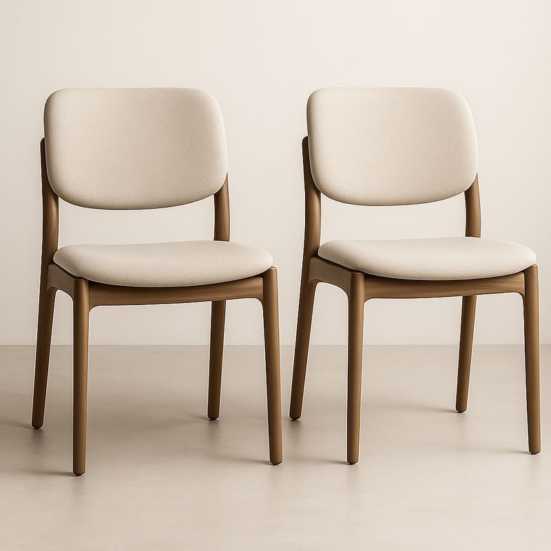 Ensemble de 2 chaises en tissu et bois - Beige-Cosyrooma