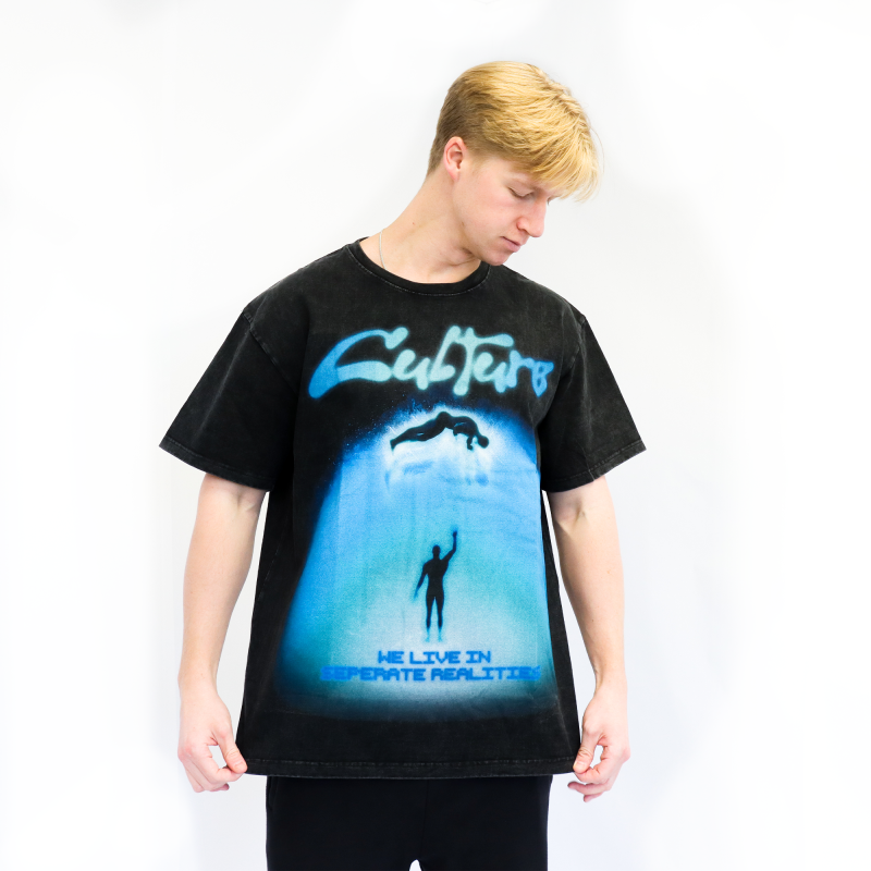 CULTURE "GALAXY" HEAVYWEIGHT WASHED BLACK TEE SHIRT
