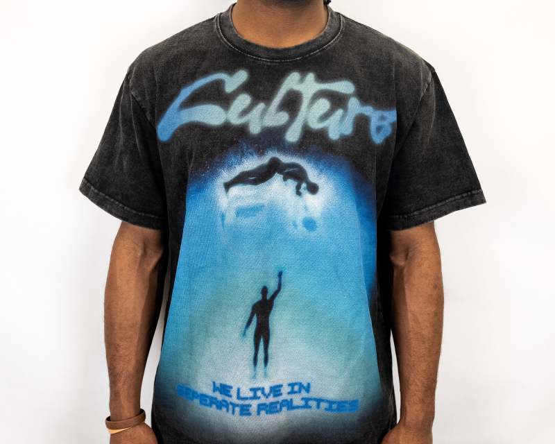CULTURE "GALAXY" HEAVYWEIGHT WASHED BLACK TEE SHIRT