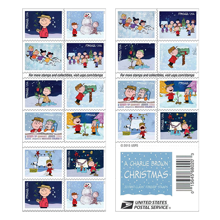 Charlie Brown Christmas Forever Stamps 2015