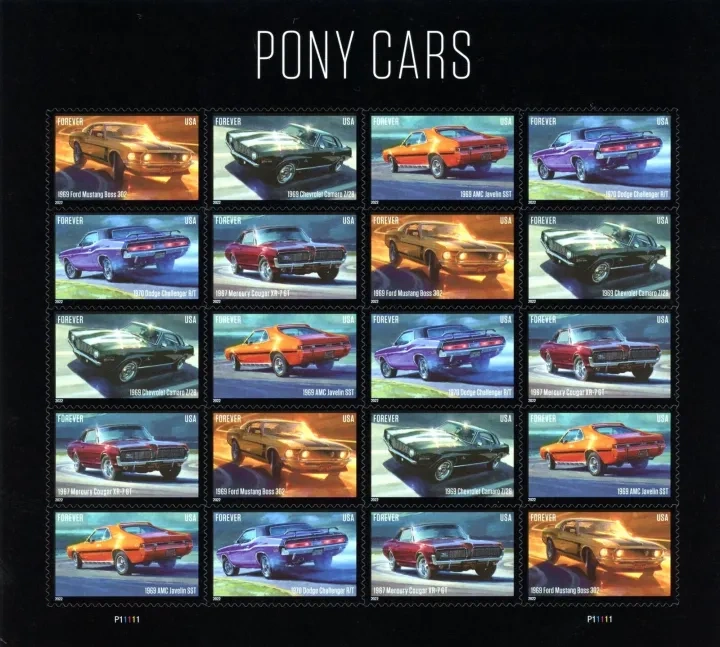 2022 USPS Pony Cars Stamps