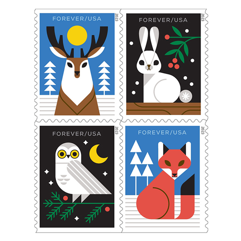 Winter Woodland Animals Stamps 2023