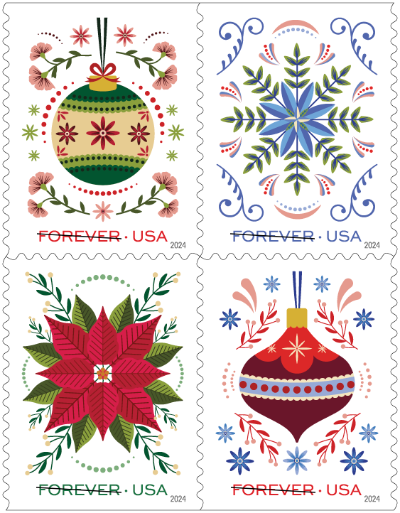 Holiday Joy Forever Stamps 2024
