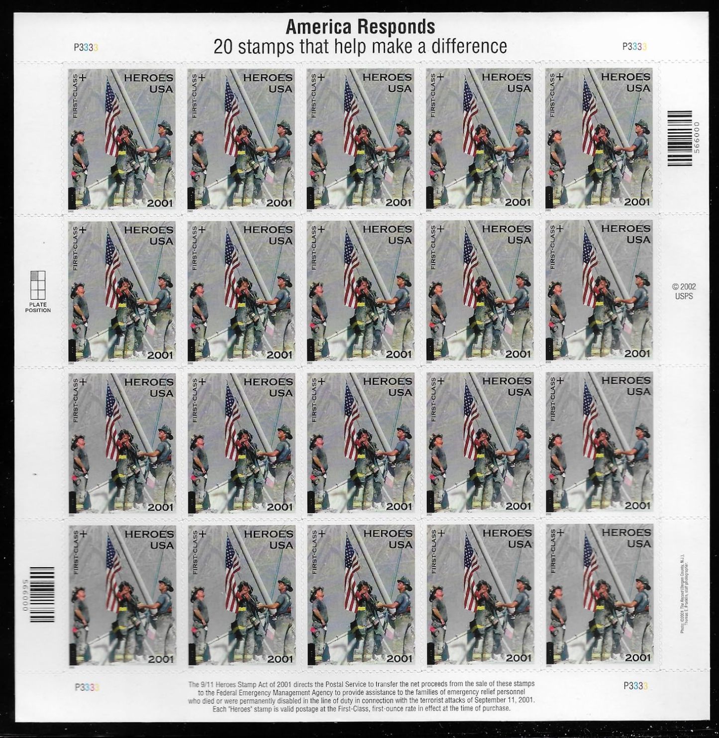 2001 Heroes America responds stamps