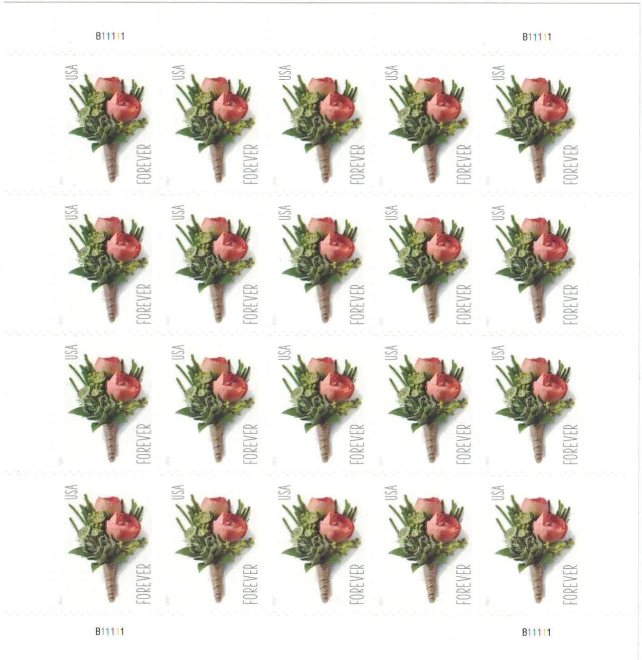 2017 USPS Celebration Boutonniere Forever Stamps