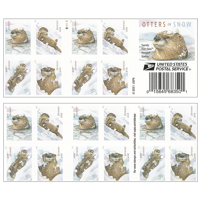 Otters In Snow Forever Stamps