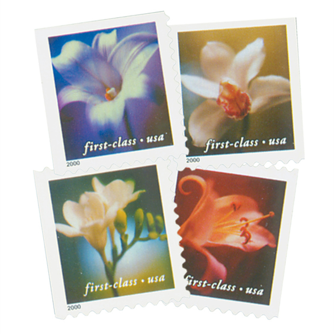Self Adhesive Four Flowers First Class Stamps
