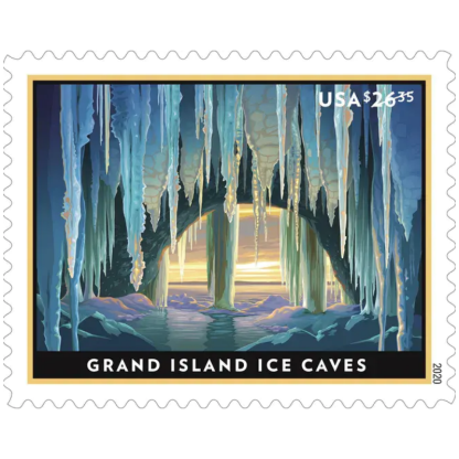 USA 2020 Grand Island Ice Caves EXPRESS Stamp