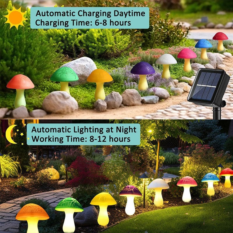 Solar-Powered Mushroom Garden Lights Solar-Powered Mushroom Garden Lights