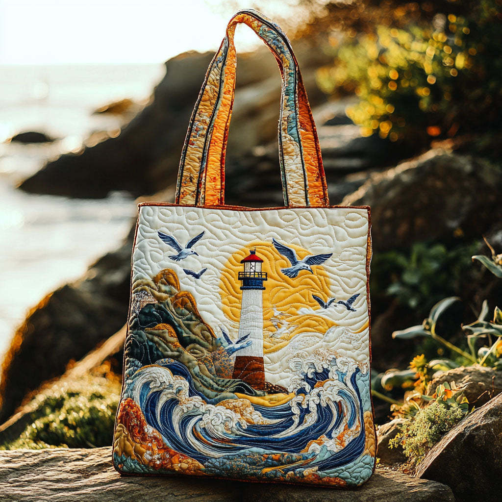 Seagull Haven Lighthouse WN3009046CL Quilted Tote Bag-Mega-Craft
