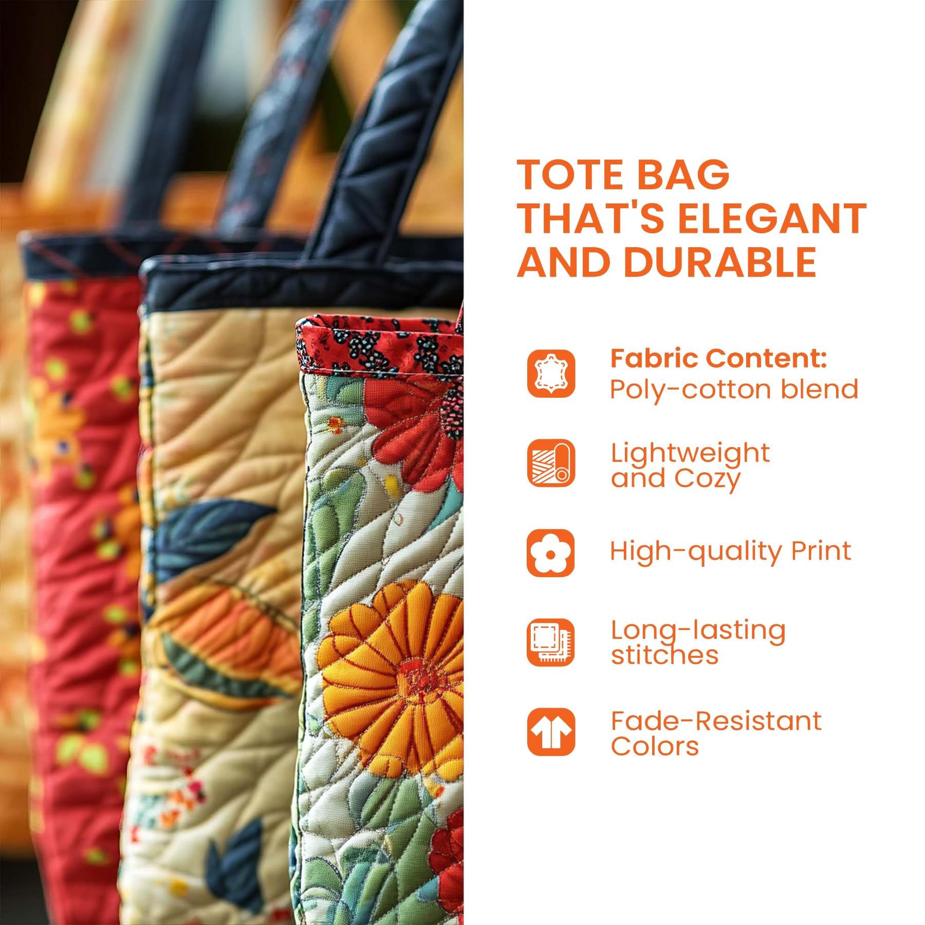 Floral Teapot Quilted Tote Bag-Mega-Craft