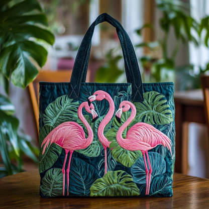 Tropical Flamingo CW2409020CL Quilted Tote Bag-Mega-Craft