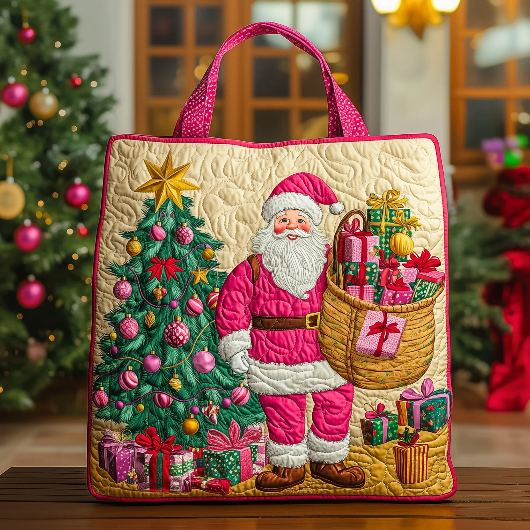 Santa Claus and Gifts Quilted Handbag-Mega-Craft