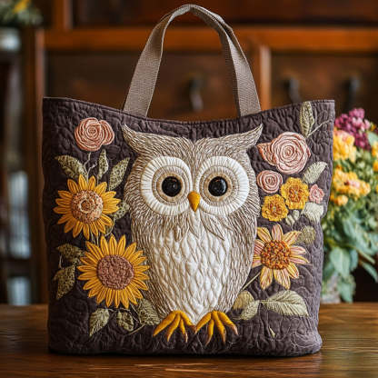 Owl Bloom CP0110078CL Quilted Tote Bag-Mega-Craft