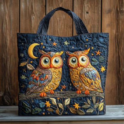 Moonlight Owl WN2709051CL Quilted Tote Bag-Mega-Craft