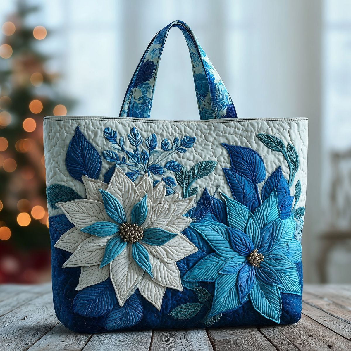 Poinsettia Bliss Quilted Tote Bag GFTOMA5311-Mega-Craft