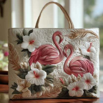 Tropical Flamingo Quilted Tote Bag GFTOHD8391-Mega-Craft