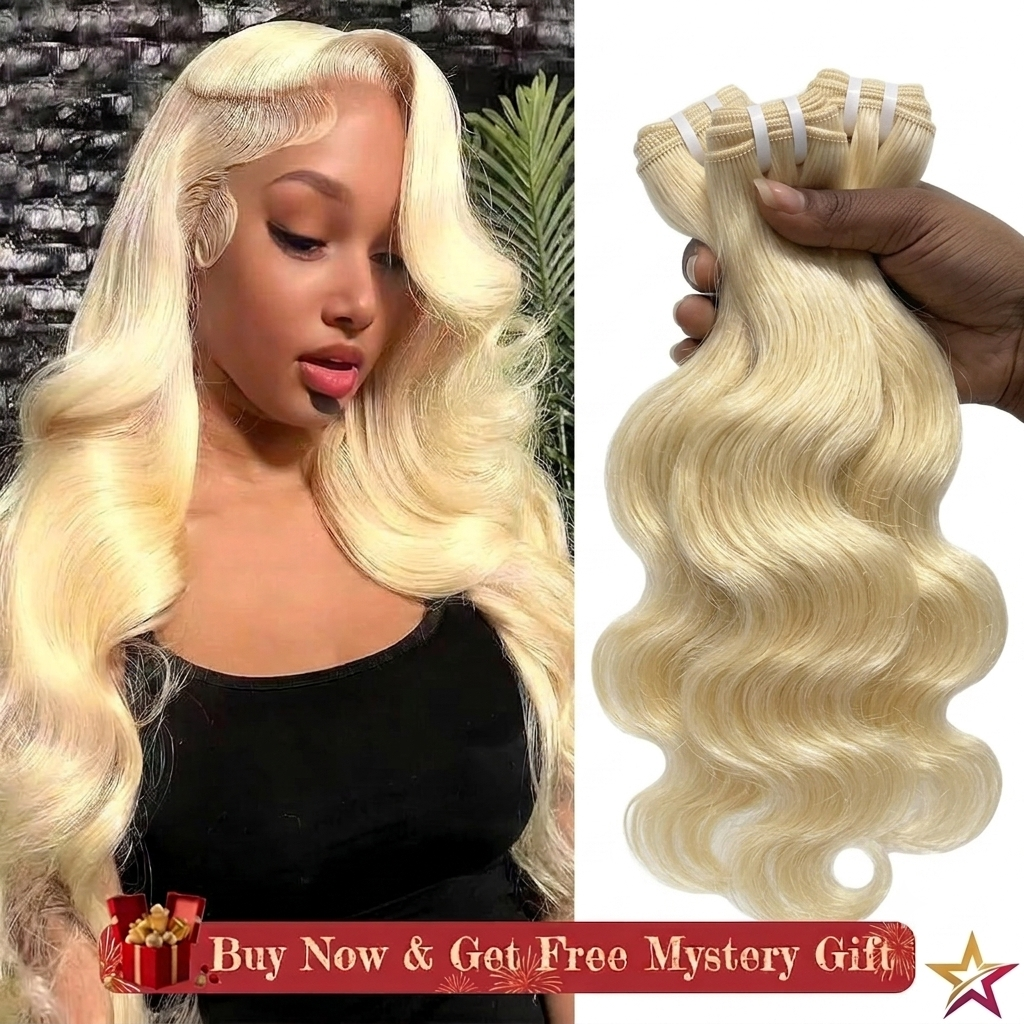 Jopear 10A | 613 Blonde Body Wave Bundles - Platinum Blonde 100% Human Hair Weave | Can be Dyed Again
