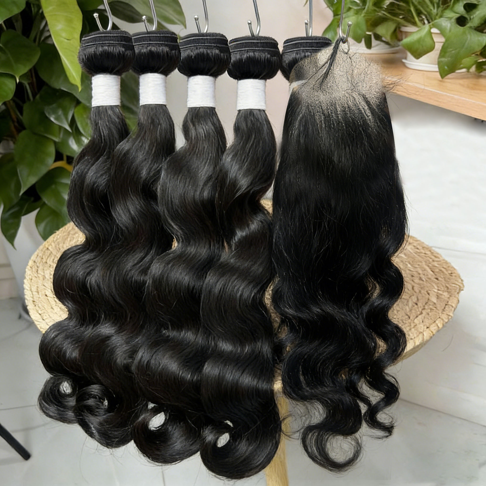 🎄 16–34 Inch Luxury Natural Black Body Wave Bundles – 100% Virgin Brazilian Human Hair, 4 Bundles | FREE Christmas Gifts: 16" Lace Closure, Wig Cap & Baby Hair 🎁
