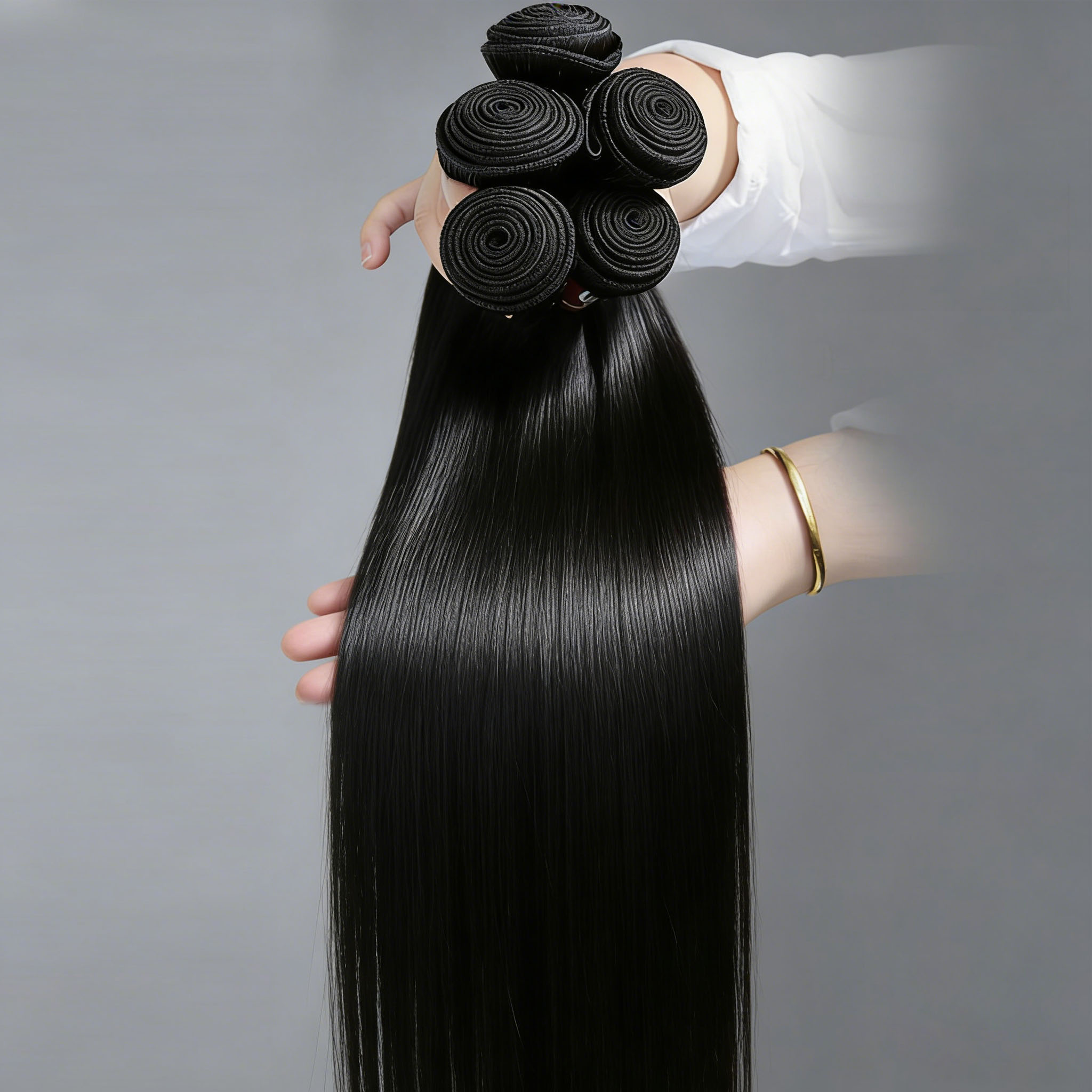 12A Straight Human Hair Bundles 100% Unprocessed Raw Human Hair Extensions Inch Black Straight Malaysia Remy Weave Bundles 3-5 Days Delivery 🎁Free Gifts: 16'' Lace Closure, Hair Cap And Baby Hair