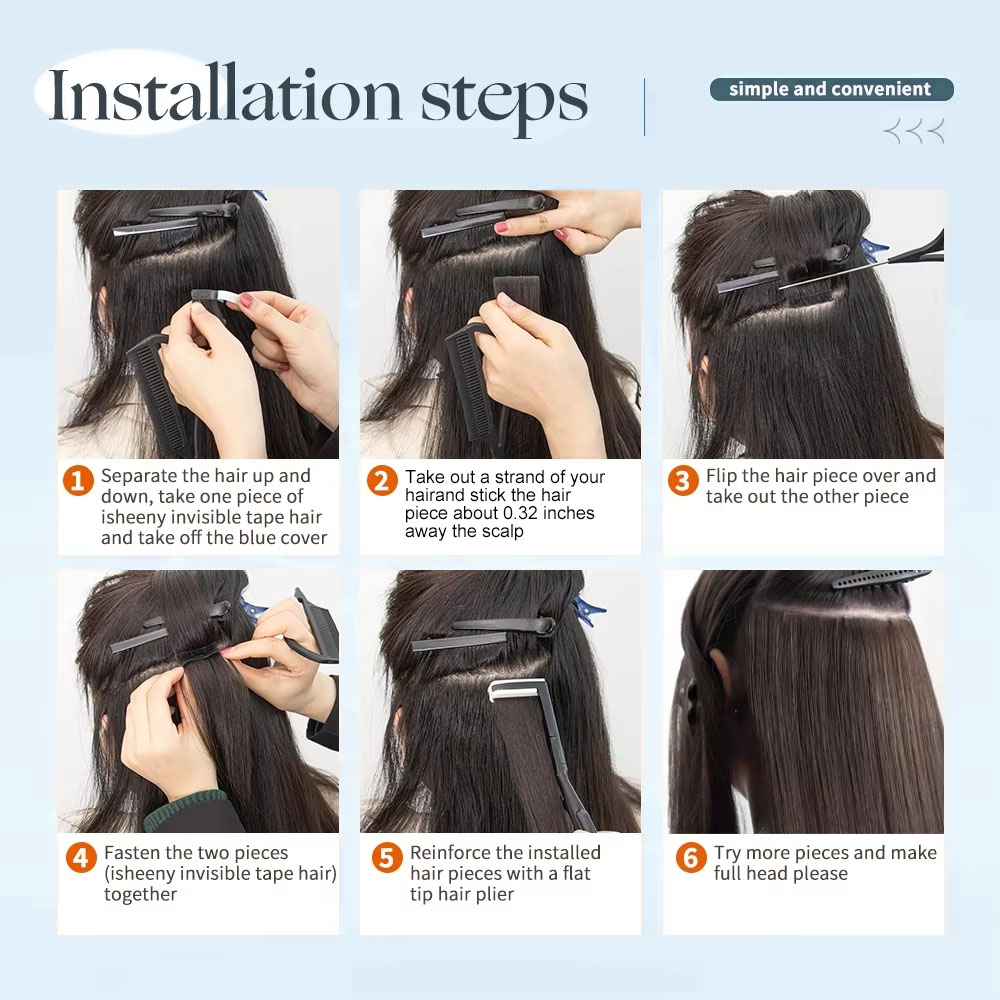 Jopear Seamless Tape-In Human Hair Extensions - Natural Color Invisible PU Weft Lays Flat Skin Tape On Hair