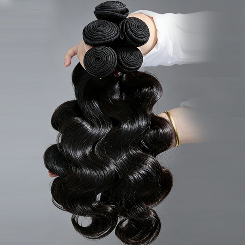 🎄 16–34 Inch Luxury Natural Black Body Wave Bundles – 100% Virgin Brazilian Human Hair, 4 Bundles | FREE Christmas Gifts: 16" Lace Closure, Wig Cap & Baby Hair 🎁