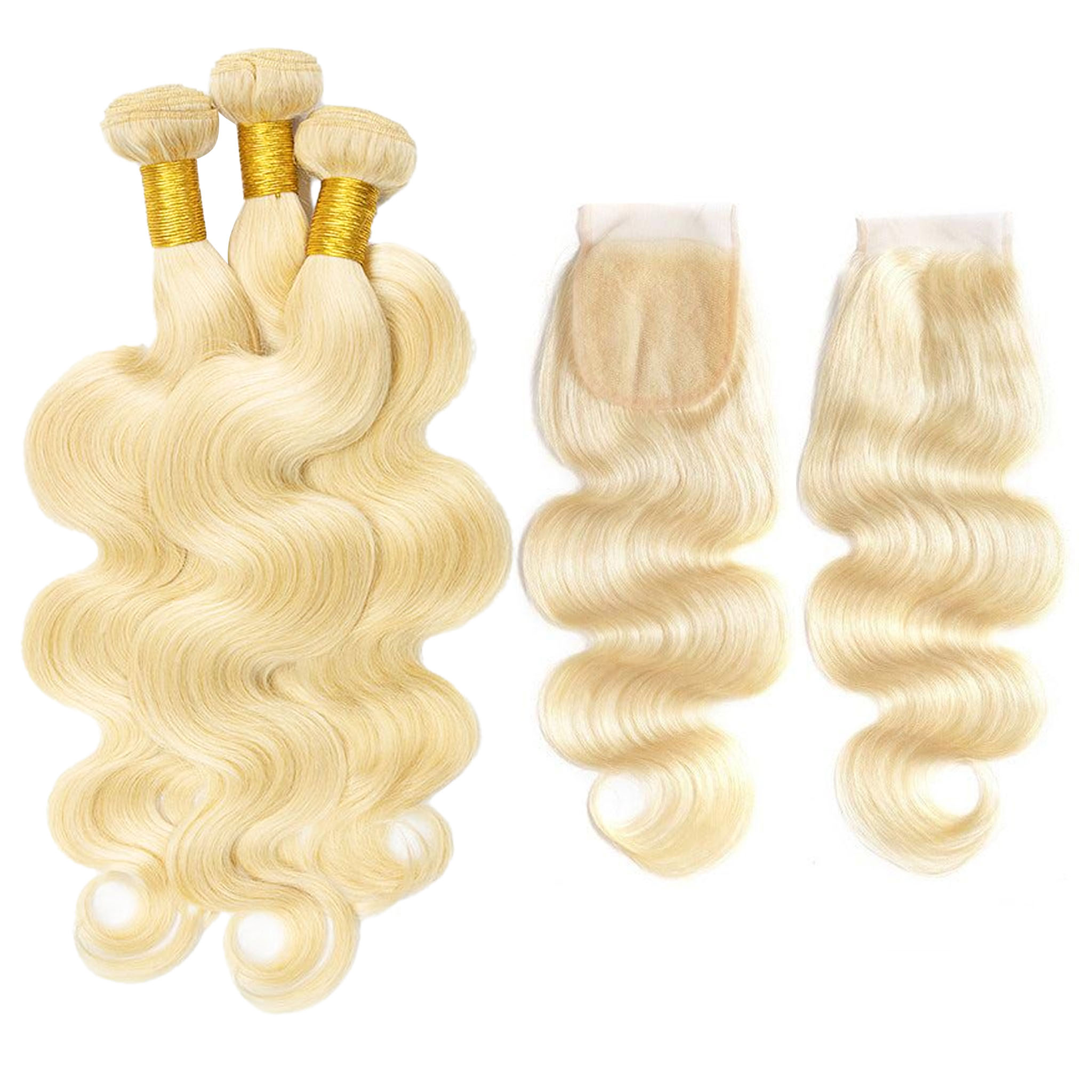 12A Blonde 613 Human Hair Bundles Extension Malaysia Body Wave Hair Weave Bundles Remy Human Hair 16-30 Inch 100% Unprocessed Raw Hair Bundles 🎁Free Gifts: 16'' Lace Closure, Hair Cap And Baby Hair