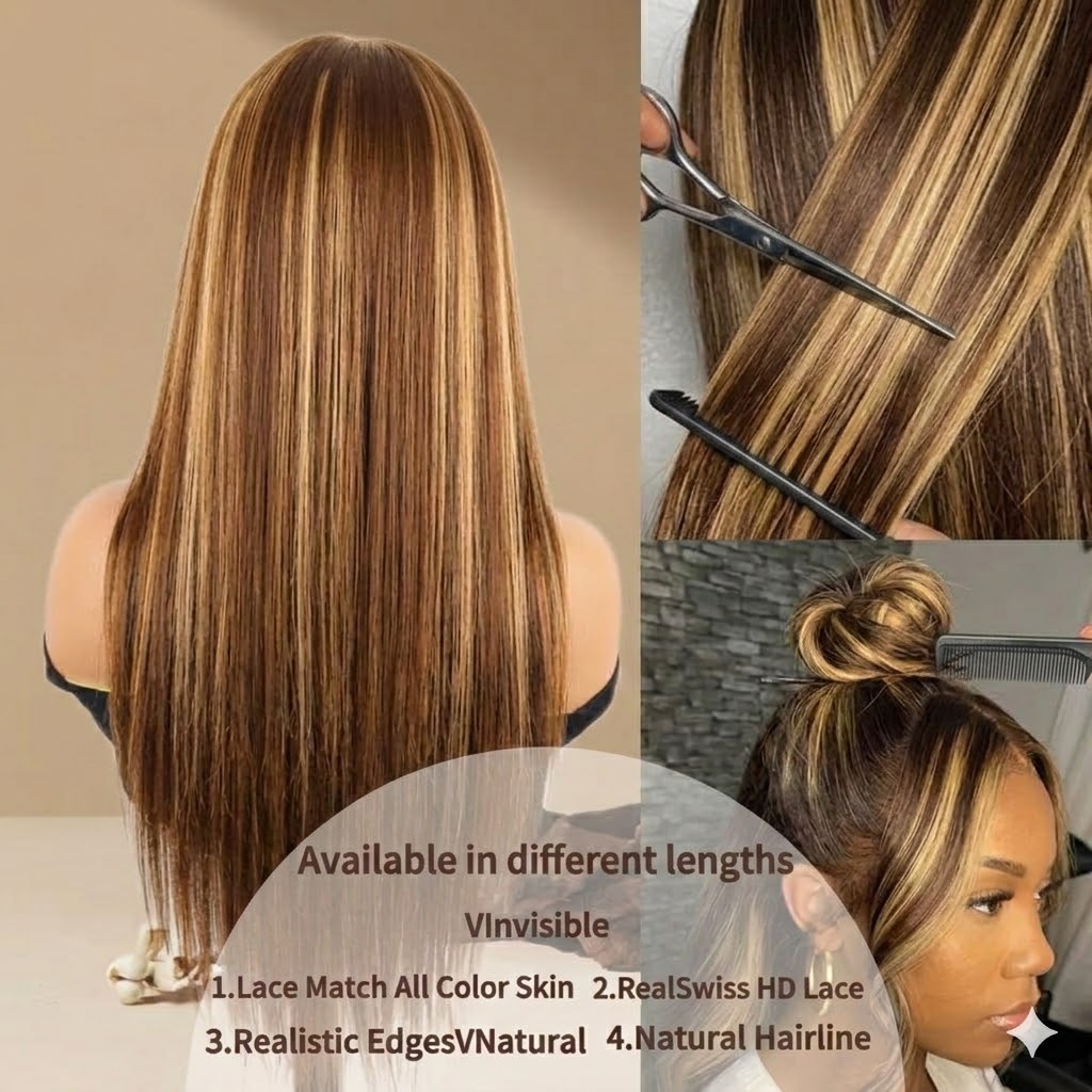 Jopear Highlight Ombre 360 Full Lace Front Real Human Hair Wigs 13x6 Hd Lace Frontal Wig Human Hair 38 Inch Colored Wig
