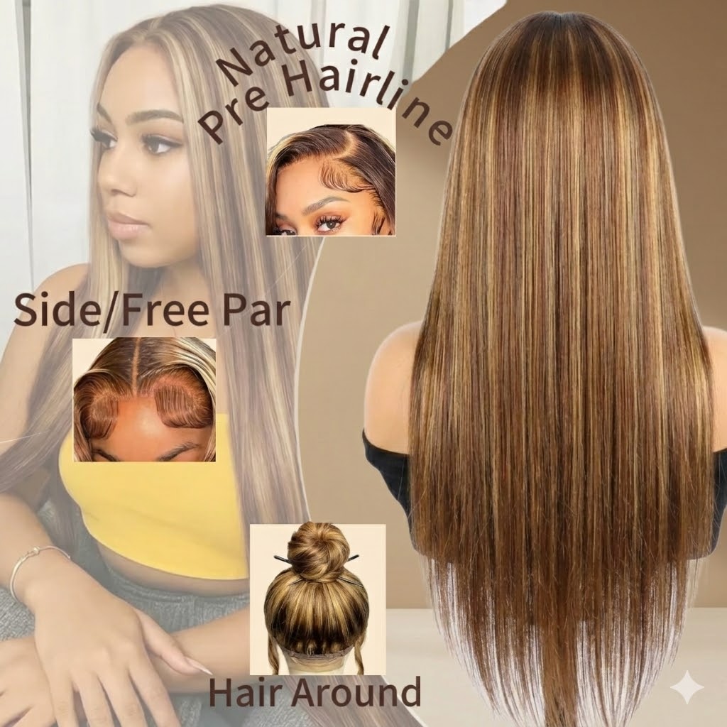 Jopear Highlight Ombre 360 Full Lace Front Real Human Hair Wigs 13x6 Hd Lace Frontal Wig Human Hair 38 Inch Colored Wig