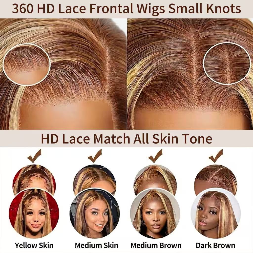 Jopear Highlight Ombre 360 Full Lace Front Real Human Hair Wigs 13x6 Hd Lace Frontal Wig Human Hair 38 Inch Colored Wig