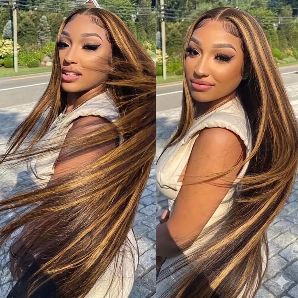 Jopear Highlight Ombre 360 Full Lace Front Real Human Hair Wigs 13x6 Hd Lace Frontal Wig Human Hair 38 Inch Colored Wig