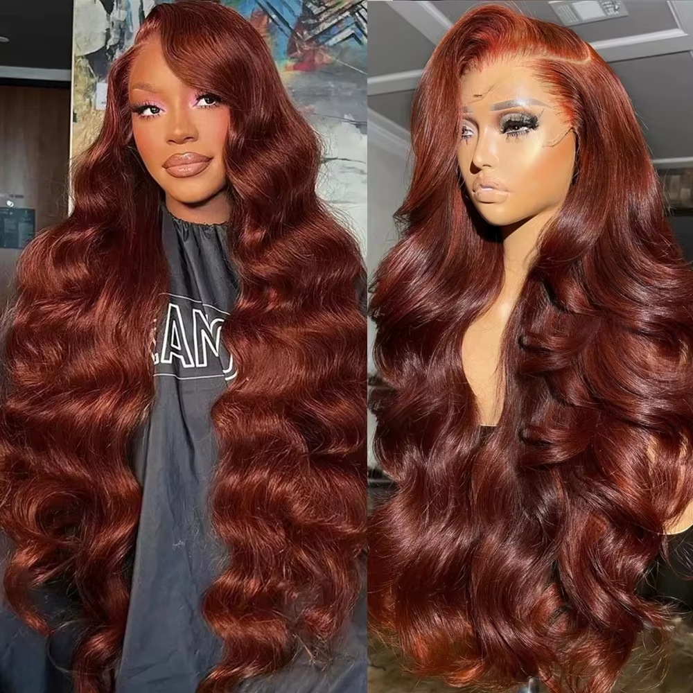 Reddish Brown Body Wave Human Hair Wig 13x4 HD Lace Front Wigs 18-36 Inch Human Hair Pre Plucked