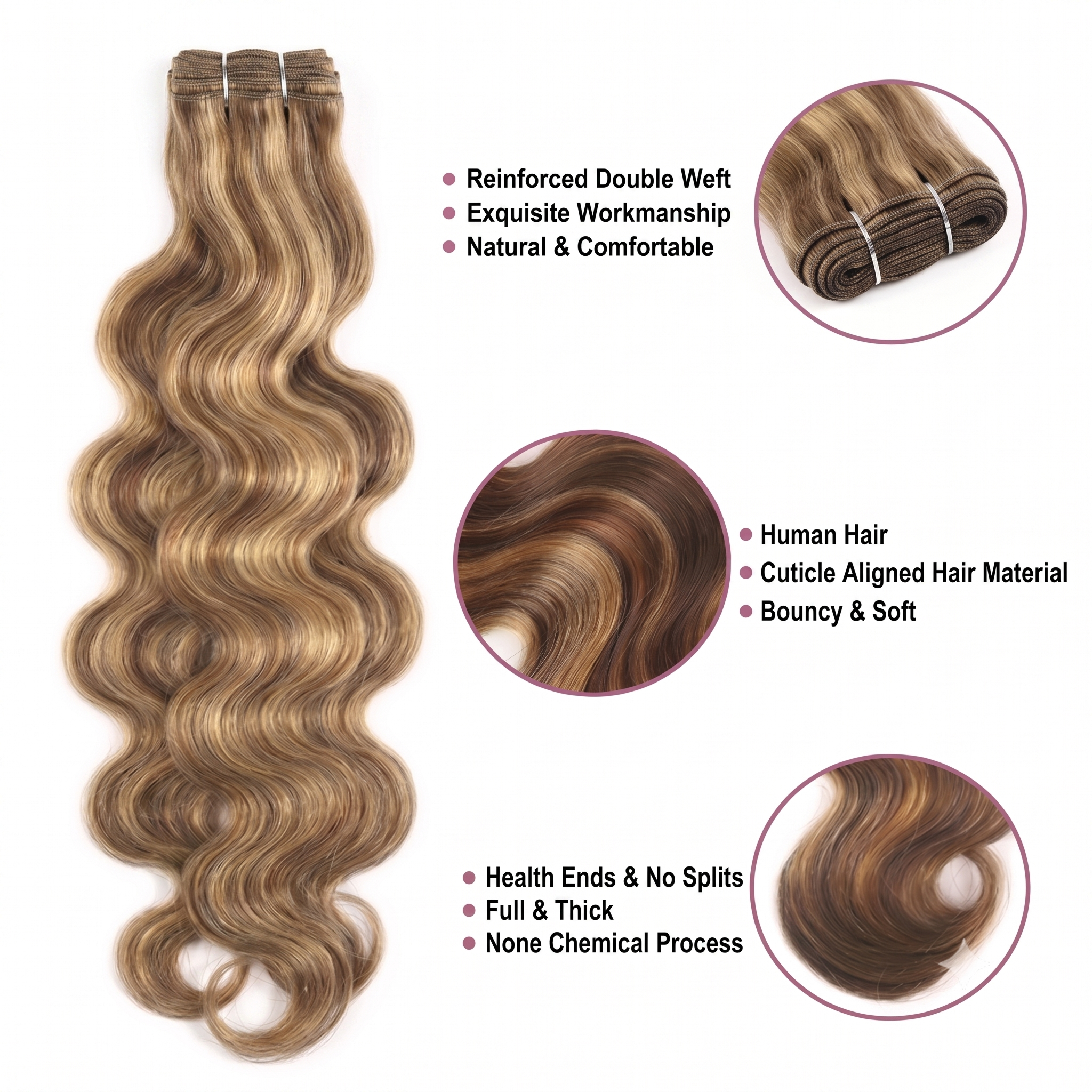 Jopear 10A | P4/27 Highlight Ombre Body Wave Hair Bundles - 100% Human Hair Weave Extensions With Mystery Gift