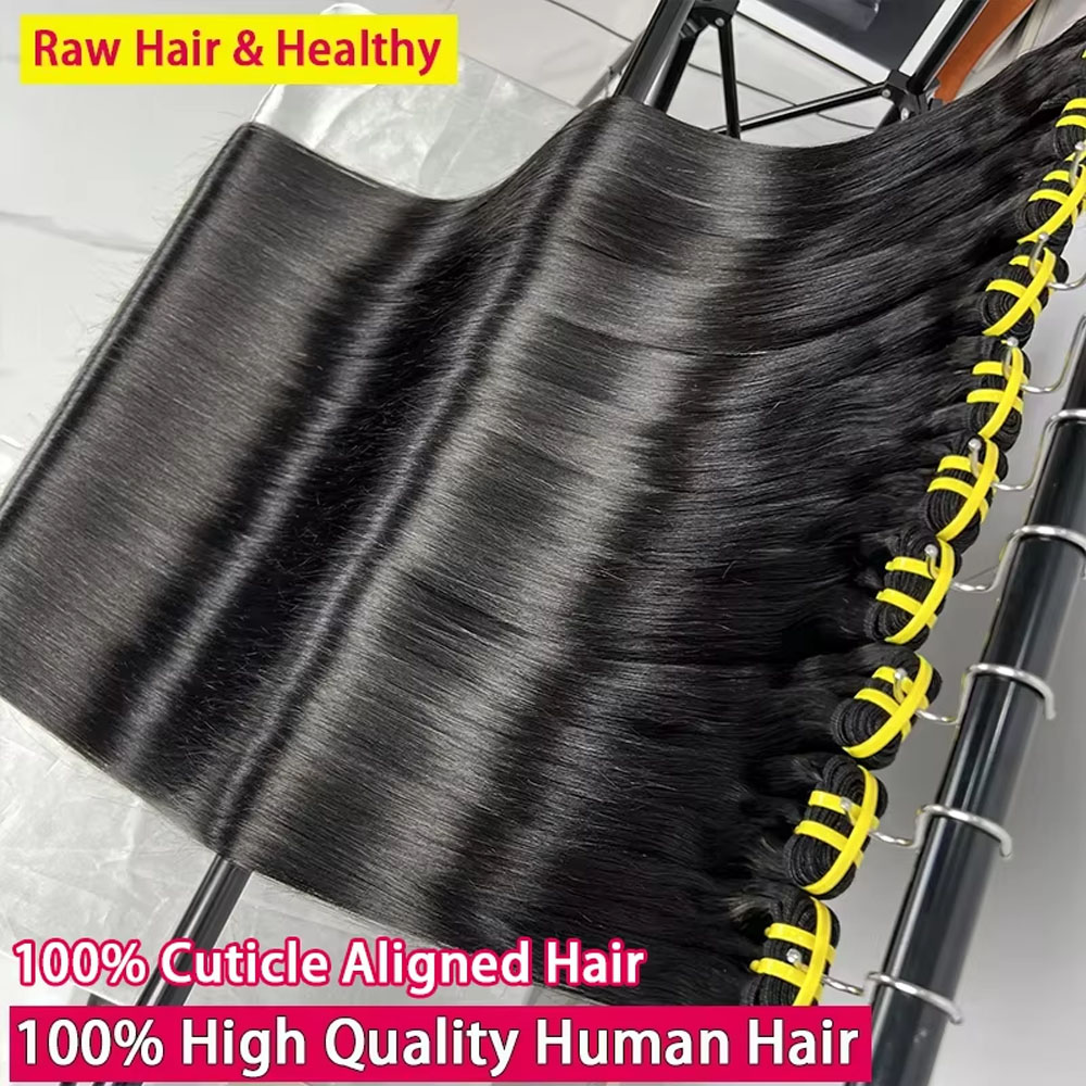 Super Double Drawn Human Hair Bundles Cambodian Raw Bone Straight Bundles Human Hair Bundles Hair Extensions 100g/b